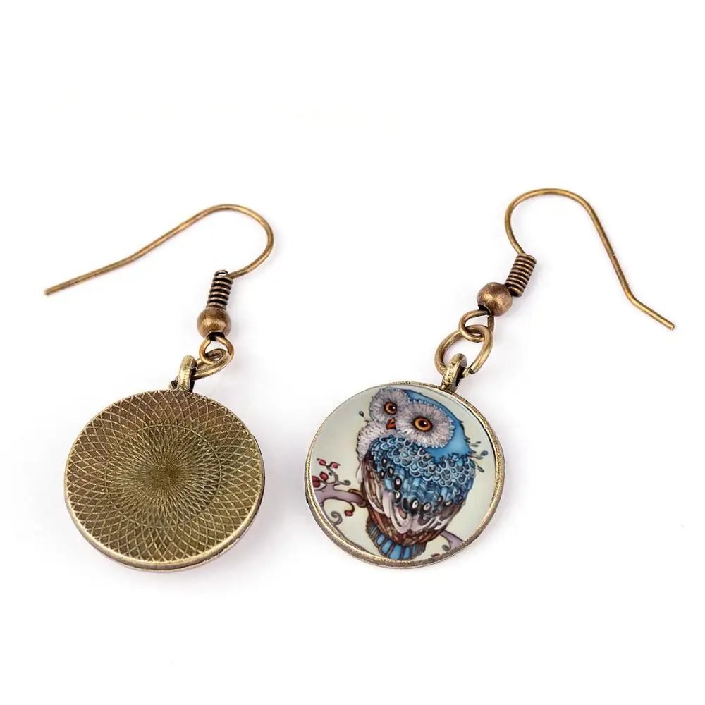 Азиатских Винтаж в богемном стиле сережки виде совы с изображениями животных и