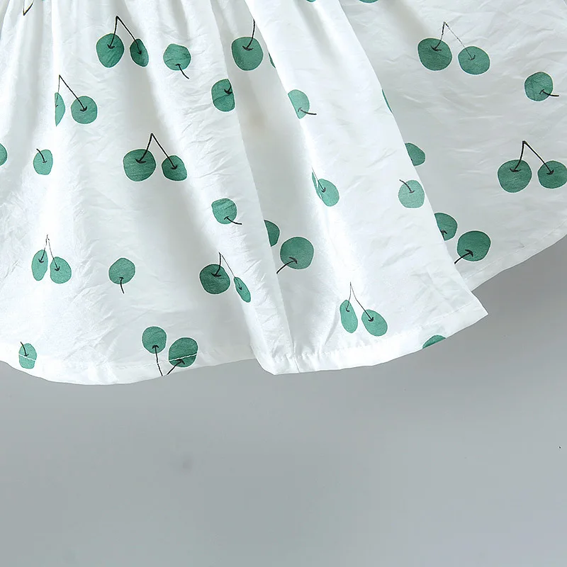 

Children Dress Summer New Girls Slerveless Cherry Printed Bow Dress Toddler Girls Lovely Dress 1-3 Years Old Send Free Hat