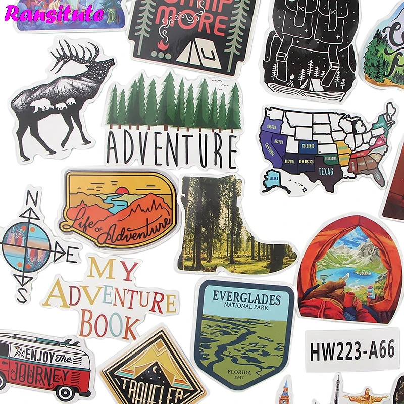 60 шт./компл. забавные детские наклейки Приключения на открытом воздухе сделай сам