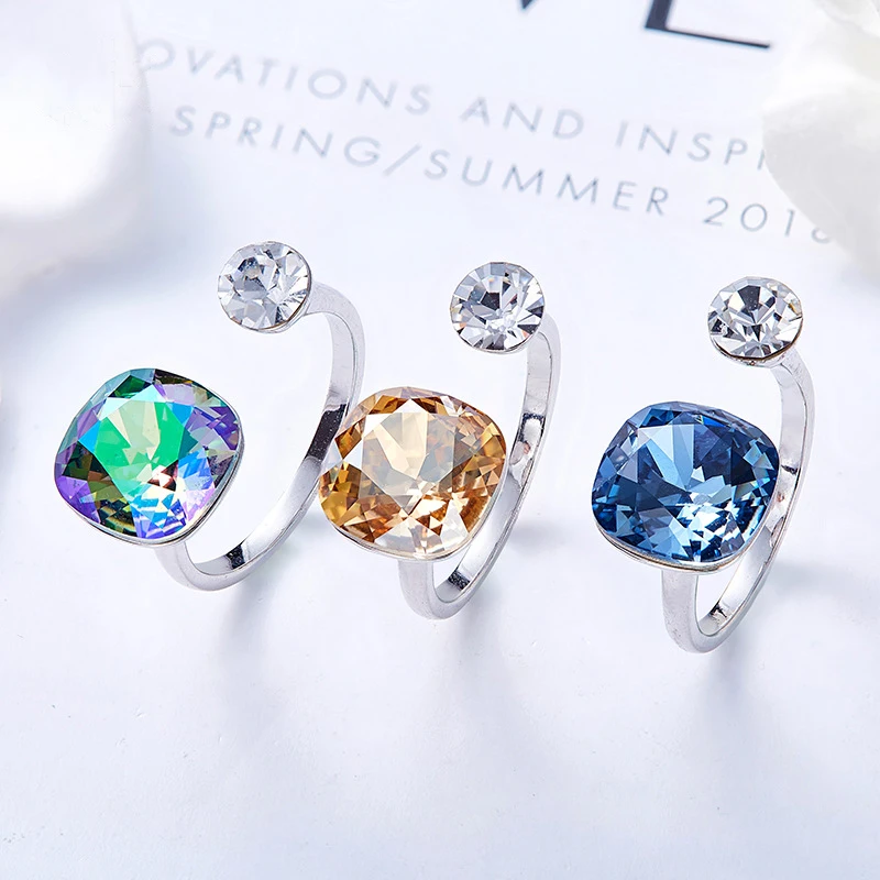 Женское Открытое кольцо с кристаллами Сваровски в вечерние ле бижутерия |