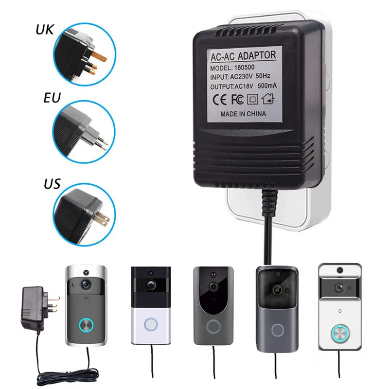 Адаптер питания для беспроводной видеокамеры, Wi-Fi, 18 в, трансформатор переменного тока, зарядное устройство, IP-видеодомофон, 110-240 В от AliExpress WW