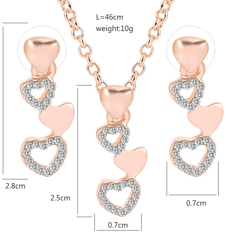 TSHOU135 простой комплект ювелирных изделий сплав Кристалл инкрустация любовь кулон