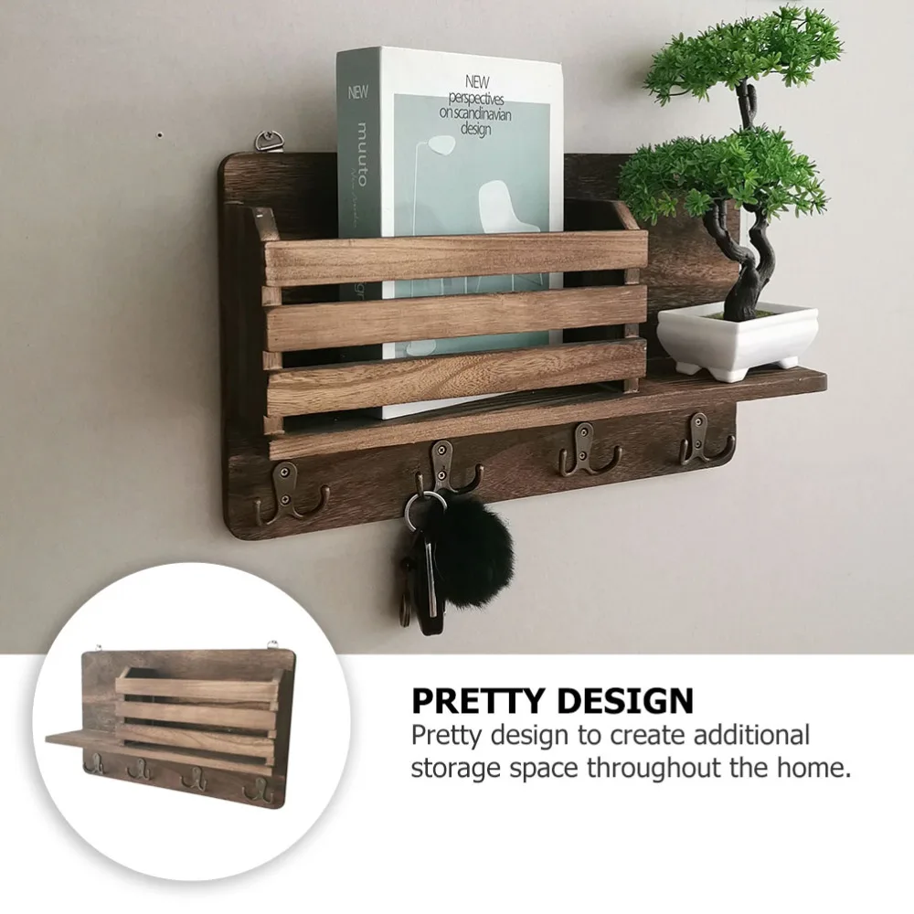 

Wall-mounted Storage Rack Multifunctional Storage Shelf Wooden Storage Holder