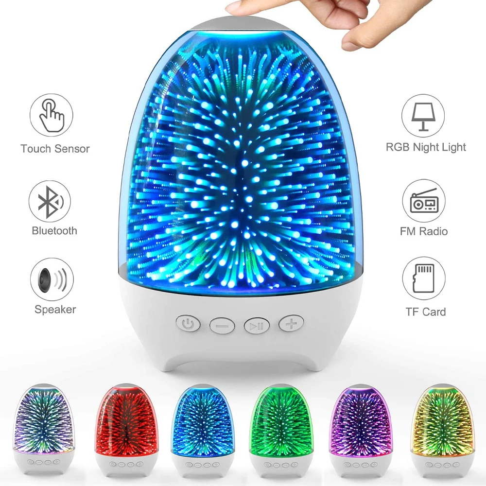 

LED Night Light 7 Colors Adjustable Stereo Card Insert Bluetooth 5.0 Speaker Light Touch Decorative Atmosphere Lamp