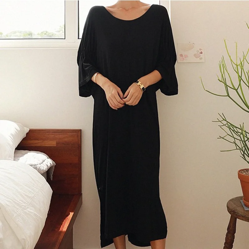 

Женское платье с расклешенными рукавами SuperAen, однотонное хлопковое платье свободного покроя в корейском стиле, новинка 2021