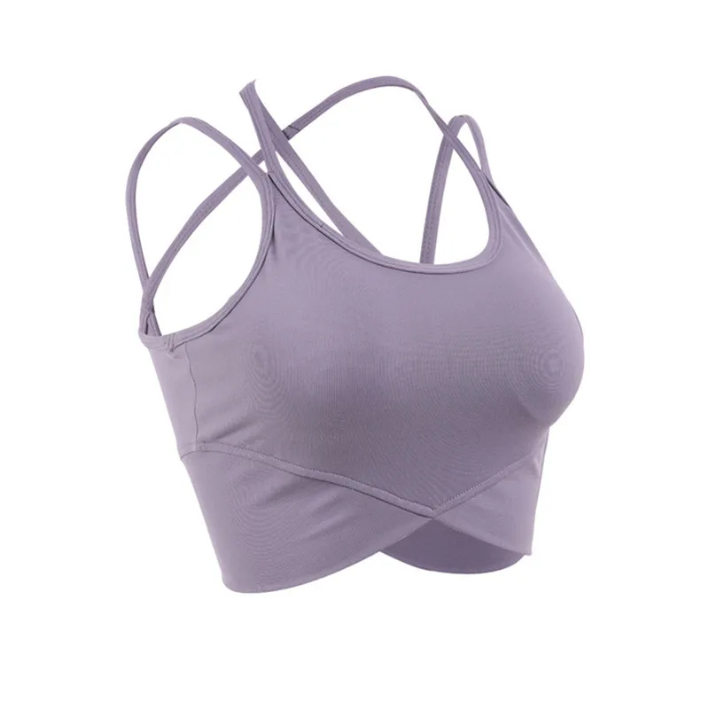Майка женская спортивная с подкладкой пикантный укороченный топ для йоги и бега