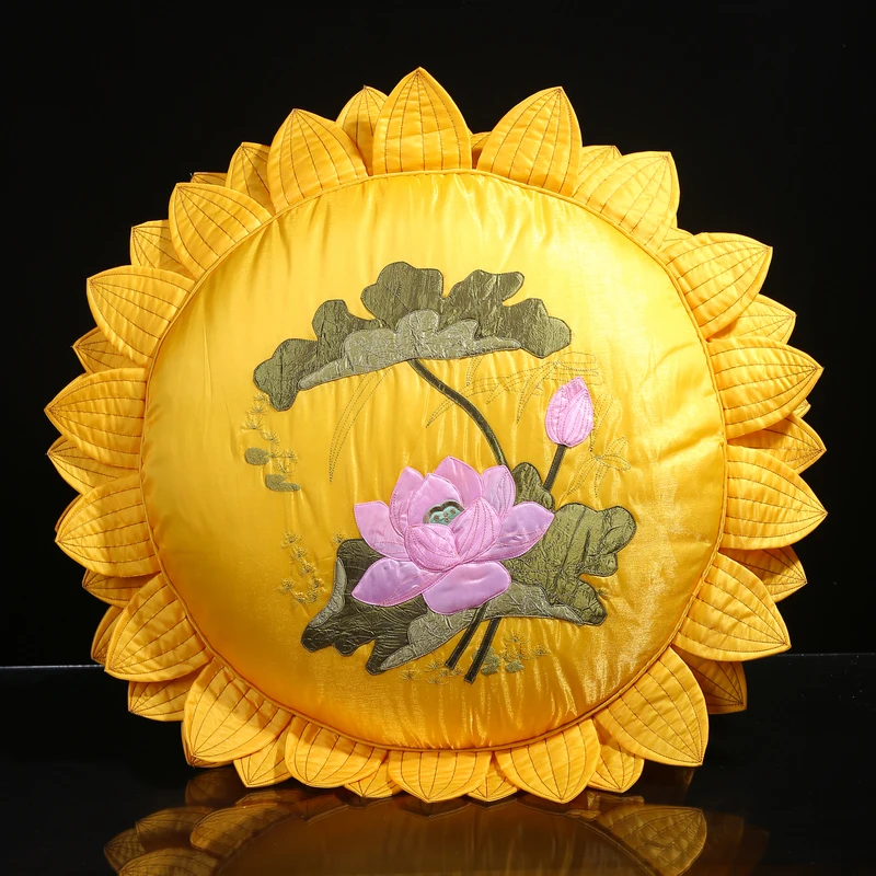 Буддийские товары ручной работы вышивка лотос Подушка поклонение Будда колени