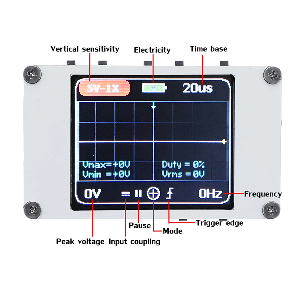 Mini 1.8inch 1CH TFT LCD Screen Digital Portable Storage Oscilloscope 1MHz Bandwidth 5M Sample Rate Waveform | Инструменты
