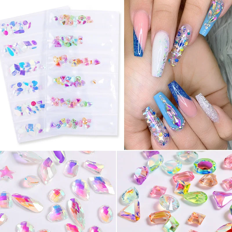 Стразы для ногтей украшение кристалл разноцветный ромб алмаз параллелограмма