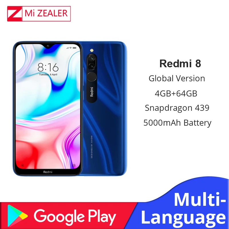 2019 глобальная версия Xiao Redmi 8 смартфон 4 Гб ОЗУ 64 ПЗУ Snapdragon 439 10 Вт Быстрая зарядка