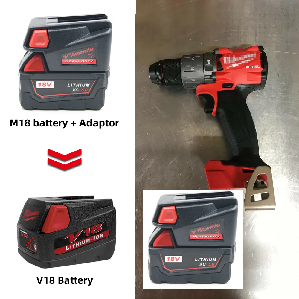 

Battery Adapter Converter with USB Port Charging for Milwaukee M18 18V Li-ion Battery to Milwaukee V18 48-11-1830 Battery