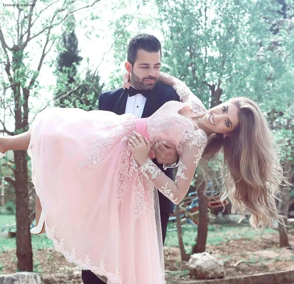 Женское Свадебное Платье До Колена Said Mhamad розовое короткое платье с длинными