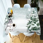 Рождественская скатерть, желтый кленовый лист, синяя текстура древесины, 3d принт, моющаяся, плотная, хлопковая, прямоугольнаякруглая, свадебная скатерть