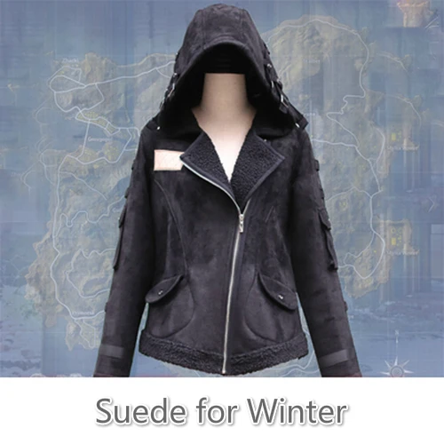 Suede Style Black Игра PUBG Playerunknown's Battlegrounds костюмы для косплея для детей и взрослых пальто с капюшоном куртка черный белый Ghillie костюм одежда унисекс - Цвет: Suede Style Black