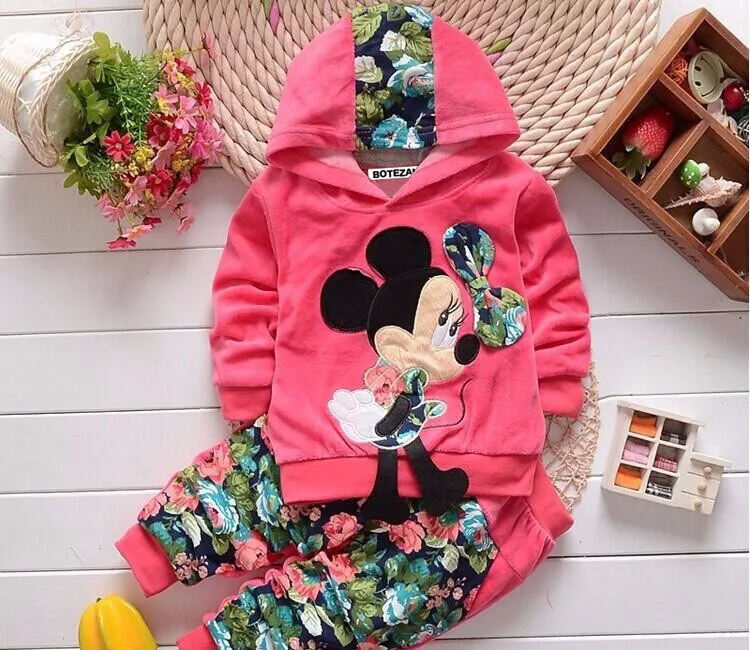 Одежда для маленьких девочек костюмы мыши Минни Весенний комплект одежды