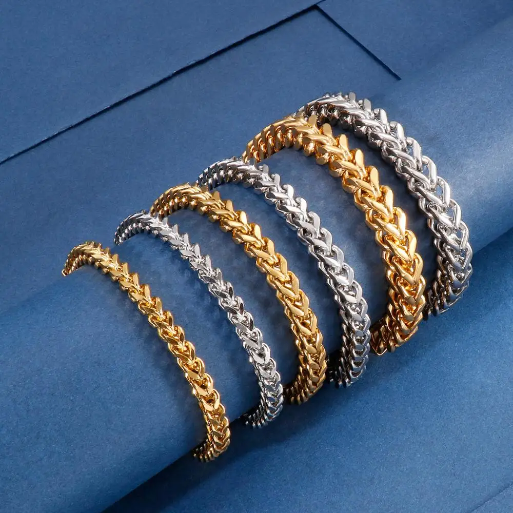 5/6/8mm Men Bracelet Stainless Steel Link Chain On Hand Mens Accessories Charm For Best Friend Wholesale Jewelry Rock Style - купить по