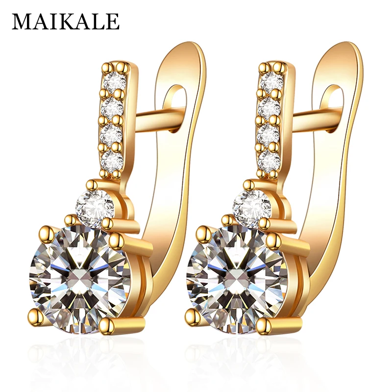MAIKALE, белые круглые серьги с кубическим цирконием, медная длинная серьга, классические серьги для женщин