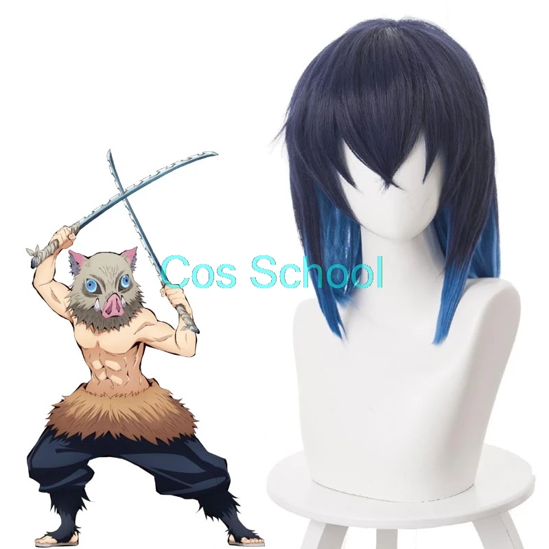 Cos School Demon Slayer Kimetsu no Yaiba Nezuko Tanjirou Kamado, парики Zenitsu Agatsuma для косплея, аниме, парик+ шапки