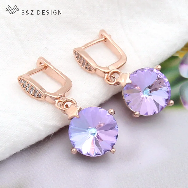 Серьги-подвески S &amp Z женские модные элегантные круглые цветные серьги-подвески