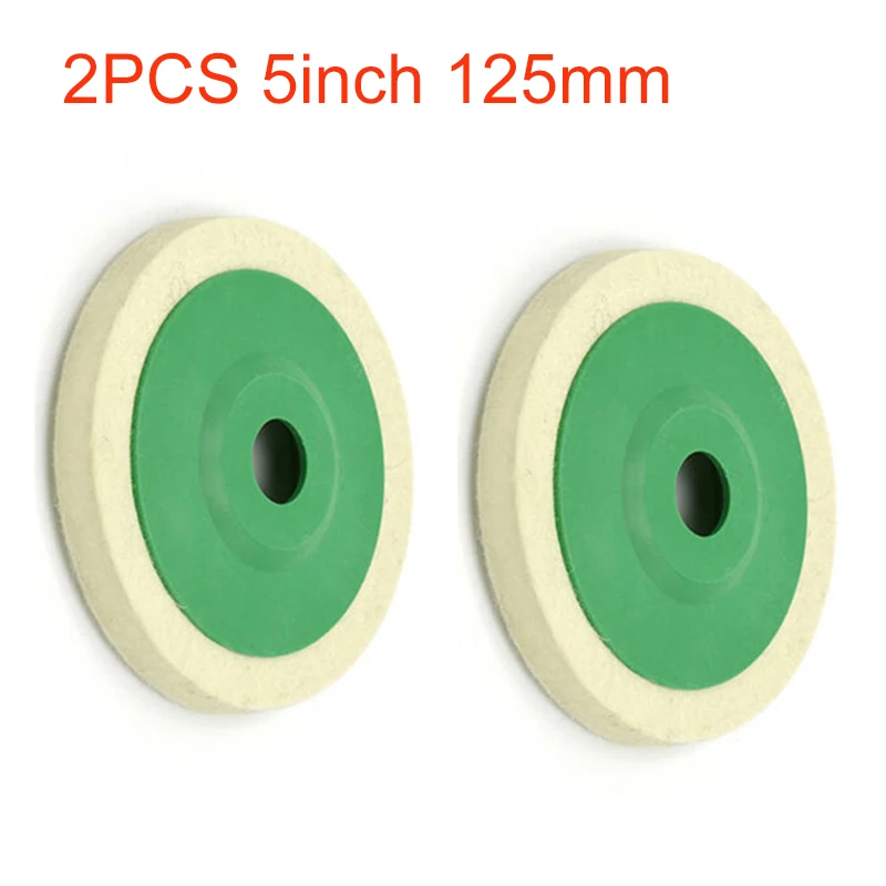 2Pcs 125mm Wool Felt Polishing Wheel Buffing Pad 5Inch Polishing Disc Polisher For Metal Marble Glass Rotary Abrasive Tools