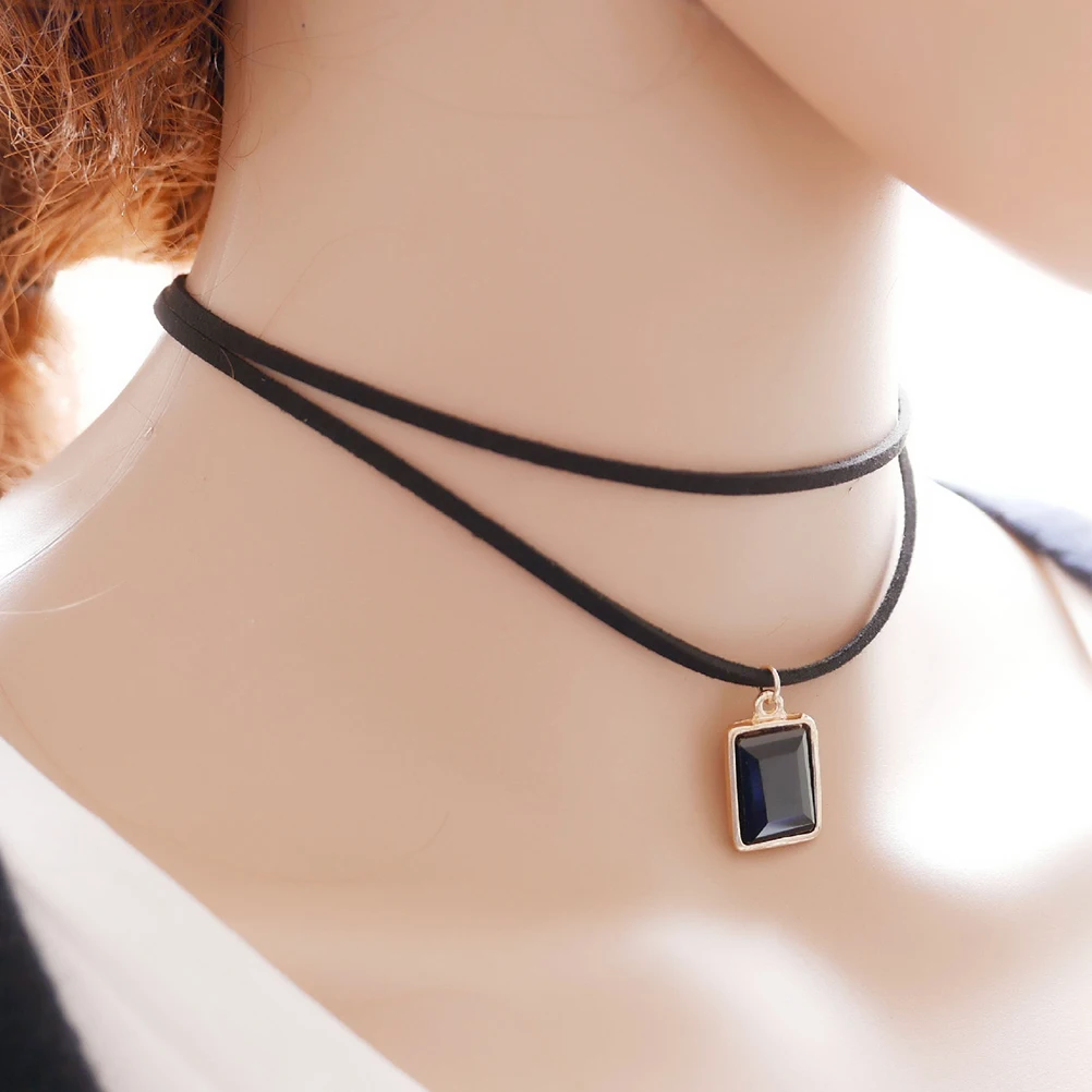 

Готическое черное кружевное Ретро бархаткольное ожерелье е воротник ювелирные изделия кристальная подвеска