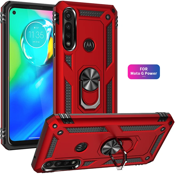 

Armor Rugged Shockproof Phone Case For Motorola Moto G E7 One 5G ACE Power Play 2021 Ring Magnetic Kickstand Protection Cover