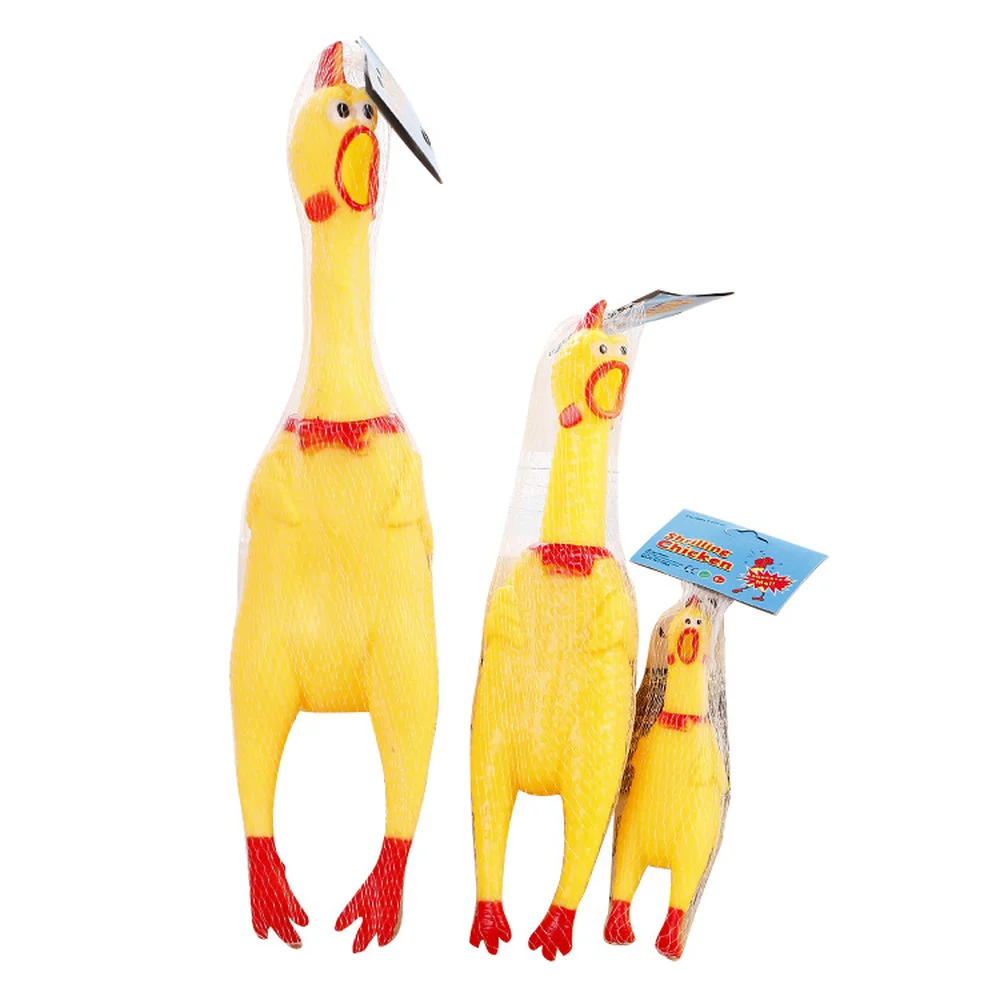 Screaming chicken pet cat dog toy squeeze squeak funny safety rubber molar chew supplies small dogs | Дом и сад