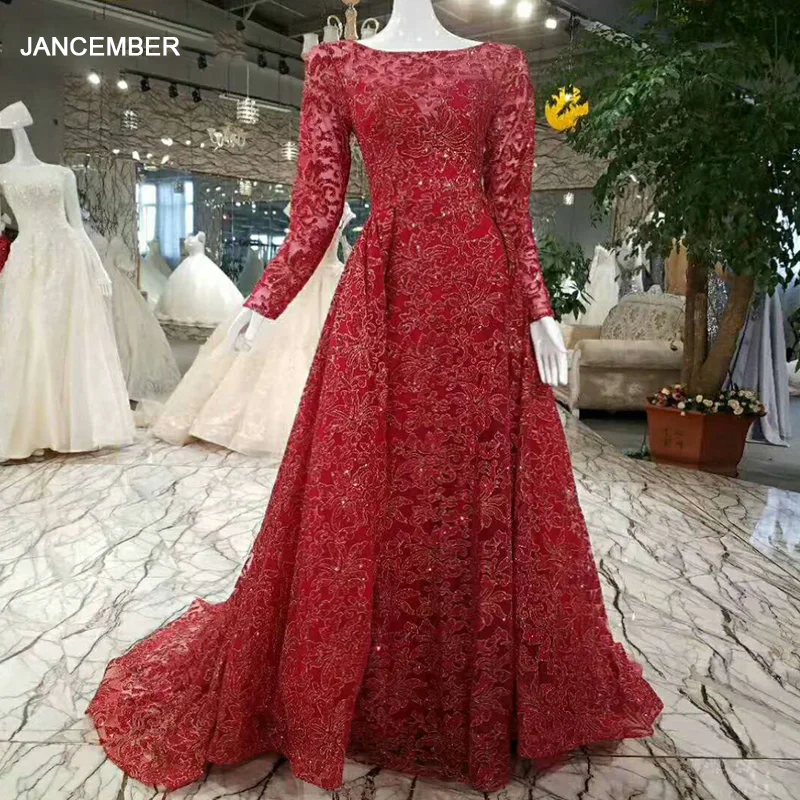 LSX009 блестящее красное вечернее платье с длинным рукавом и молнией сзади