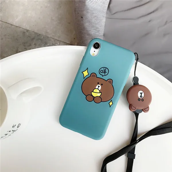 Корпус iphoneX 6 6s 7 8 Plus XR XS Max мягкий чехол силиконовый мультяшная кукла висячая
