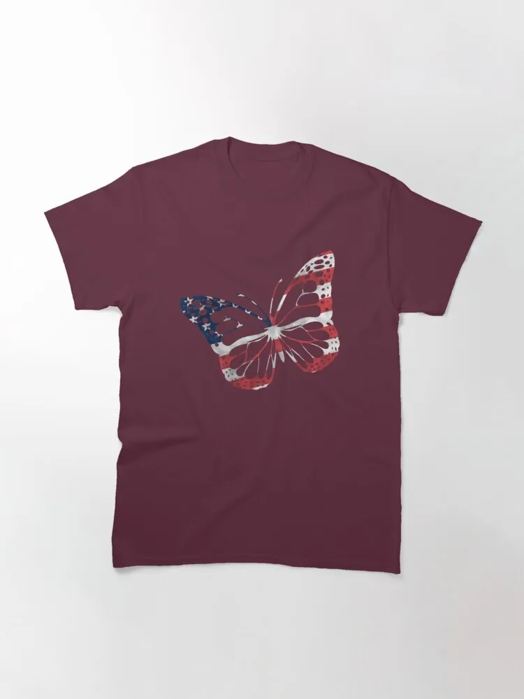 

Tops T Shirt Women US Flag Butterfly Classic T-Shirt