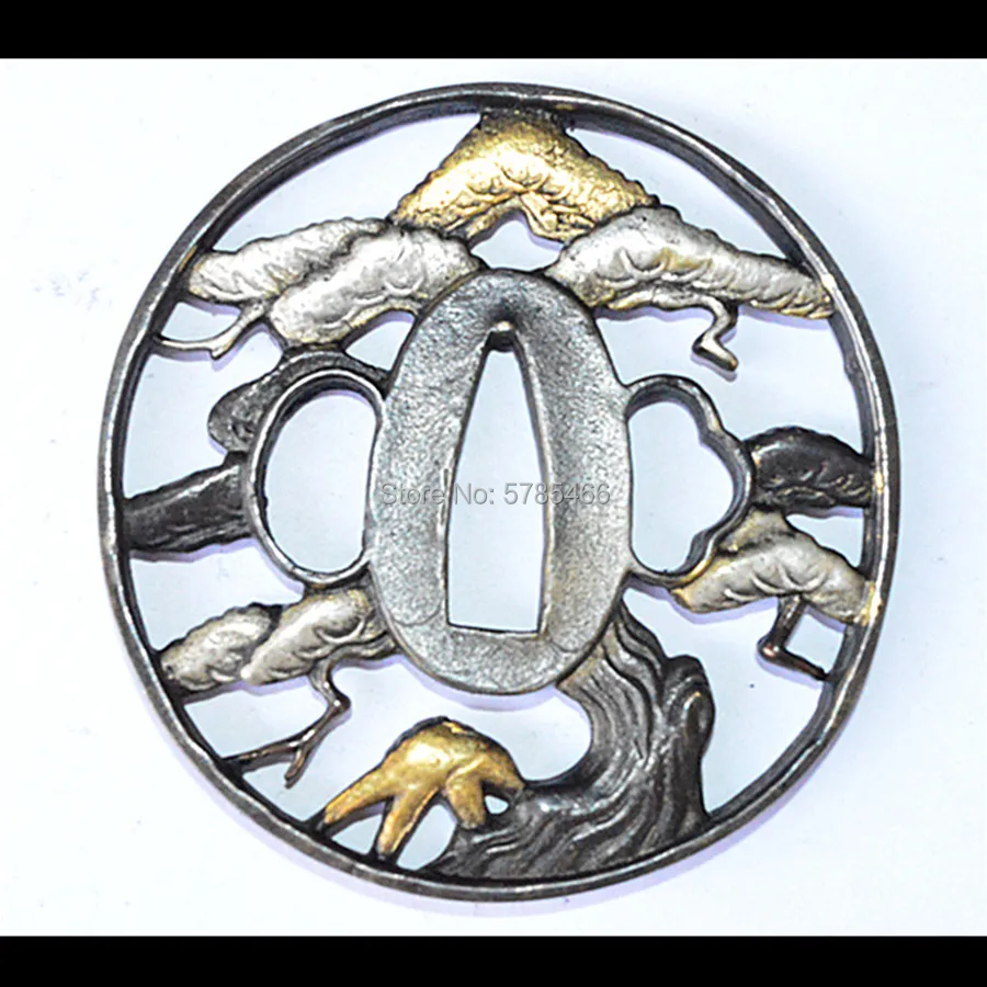 Красивый набор с медным покрытием и золотой серебряный Страж Tsuba menumi Fuchi Кашира