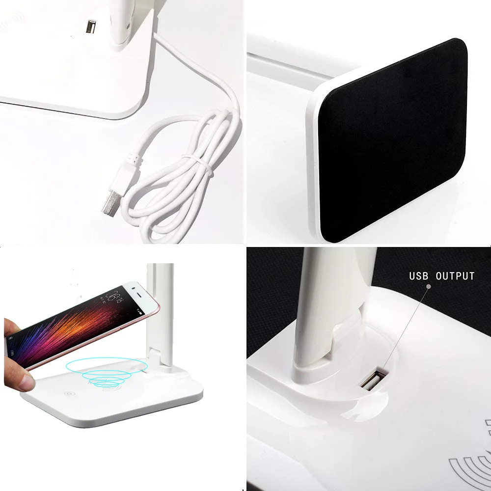 10W-Led-desk-lamp-with-telephone-Wireless-charger-USB-port-Charge-dim-eye-care-office-lamp-for-work-foldable-design-nightlight | Освещение