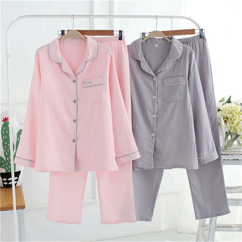 Женский домашний костюм хлопковая марлевая Пижама женские хлопковые пижамы с