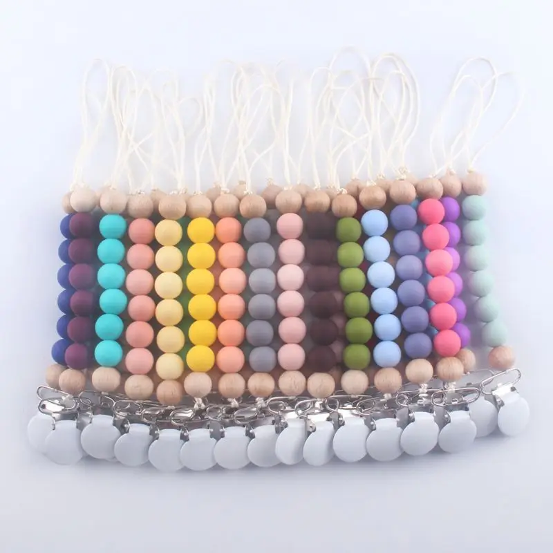 

Silicone Baby Anti-drop Chain Pacifier Clips Infant Nipple Appease Soother Chain Clips Dummy Holder Baby Bite Bead