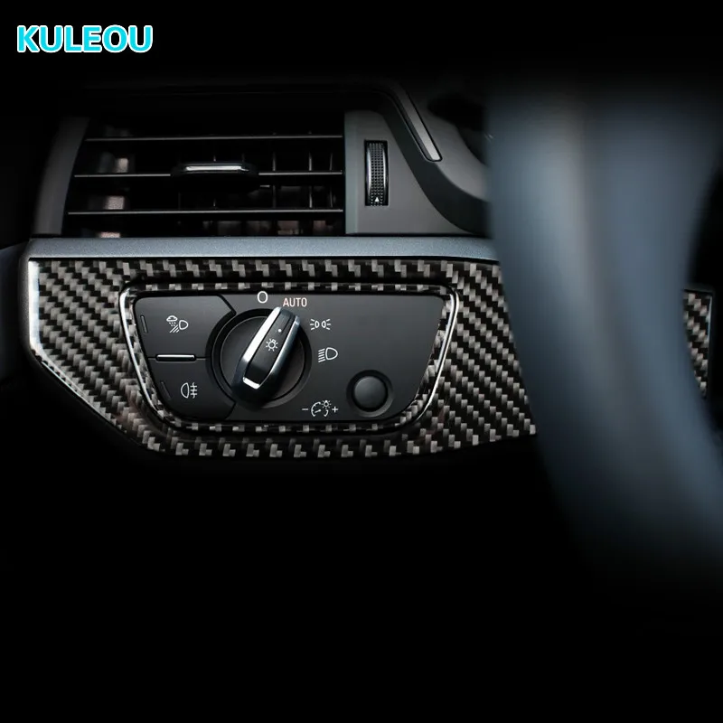 

Кнопки переключателя фар из углеродного волокна для салона автомобиля, наклейки для Audi a4 b9 R S4 LHD RHD Accessories2016-2019Styling