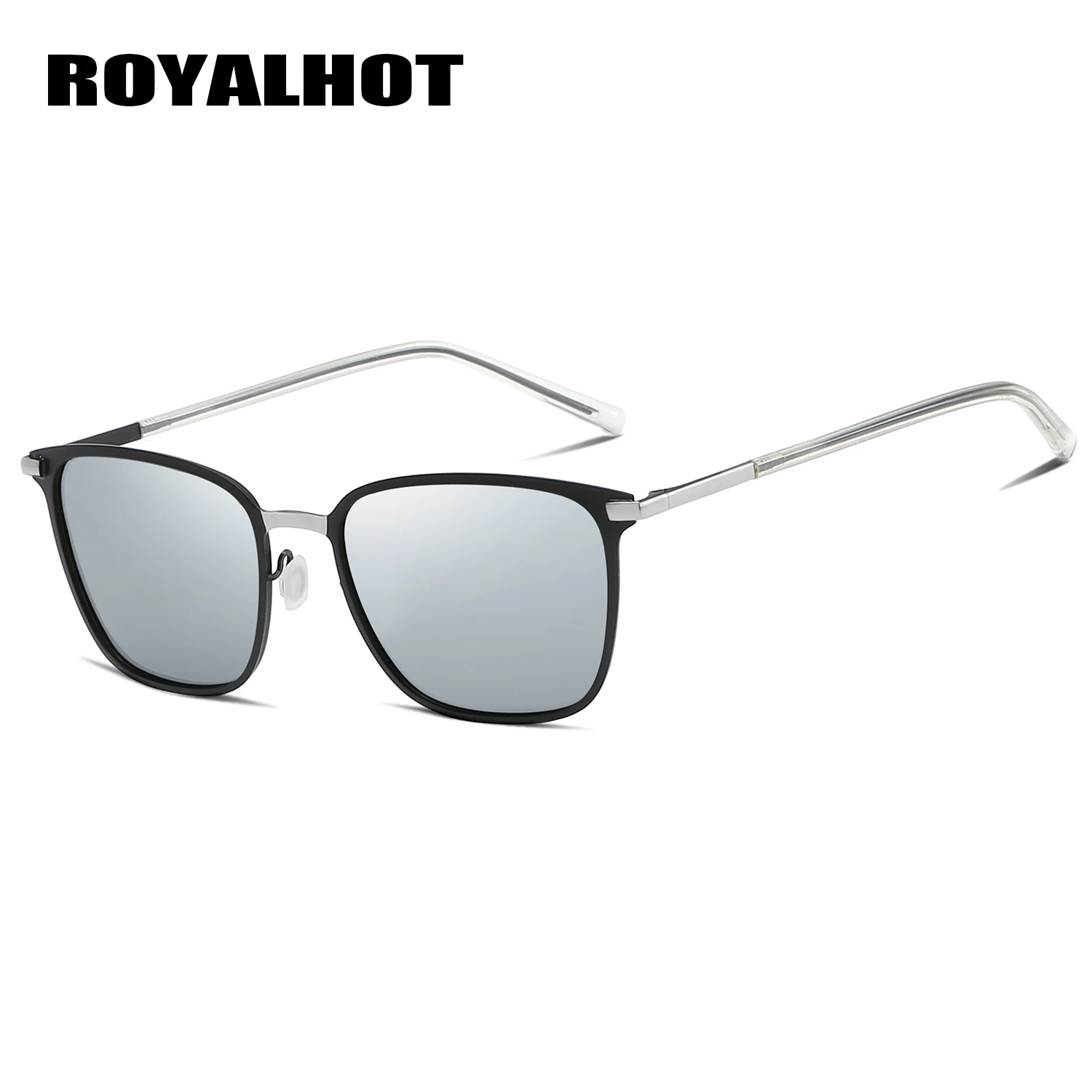 RoyalHot, мужские, женские, ретро, поляризационные, сплав, квадратная оправа, солнцезащитные очки, для вождения, солнцезащитные очки, оттенки, Oculos masculino, мужские, 900120 - Цвет линз: Silver White