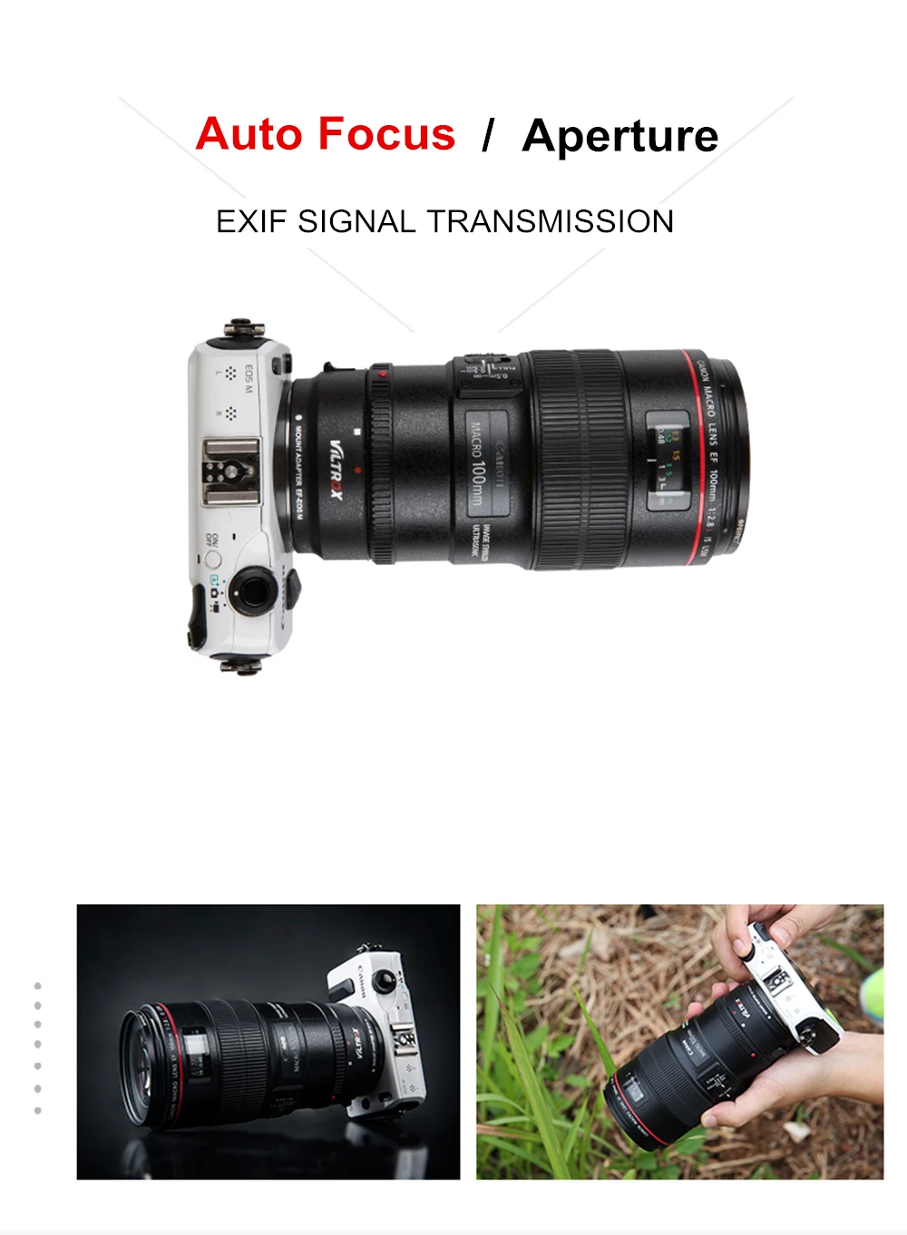 Электронный адаптер для объектива Viltrox EF-EOSM с автофокусом для объектива Canon EOS EF EF-S для камеры EOS M EF-M M2 M3 M5 M6 M10 M50 M100