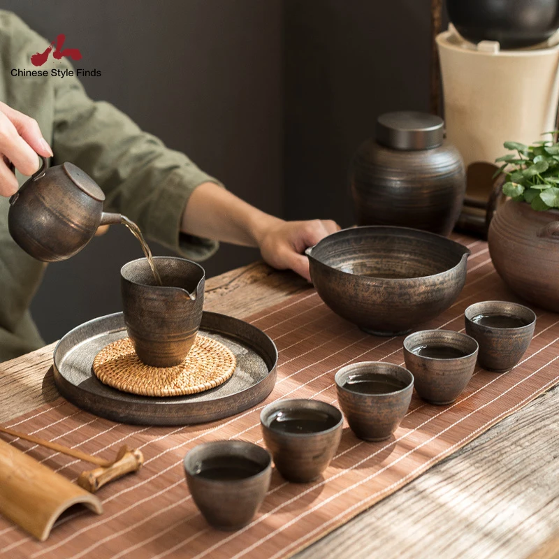 Чайный набор семейный чайник винтажный китайского кунг фу посуда для напитков 200