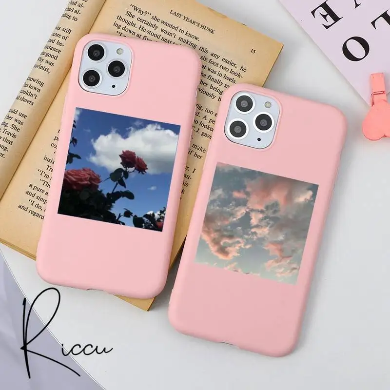 

Pink Aesthetics songs lyrics Phone Case for iPhone 8 7 6 6S Plus X XR 11 12 Pro mini pro XS MAX Matte Candy Pink Silicone Cases