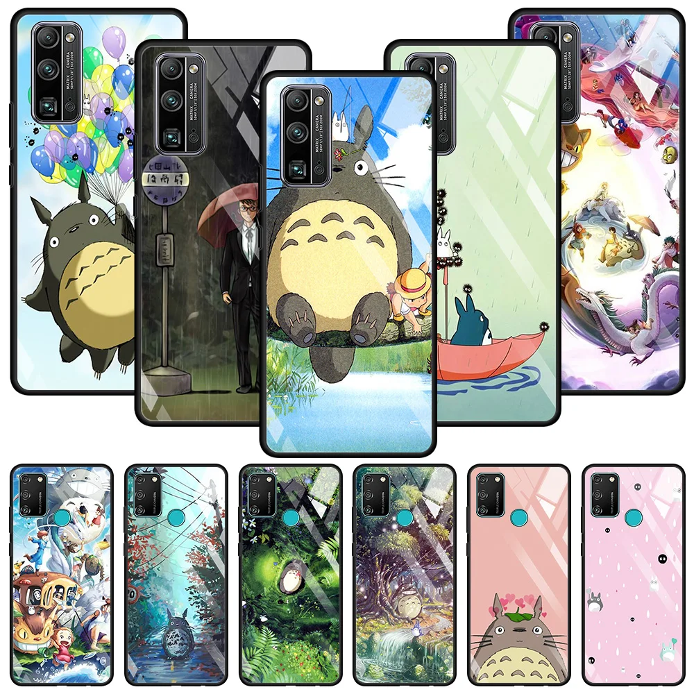 

Glass Phone Case For Honor 20 8x 9x 30 10 Lite Pro Shell Transparent Caso Fundas Smartphone Studio Ghibli Spirited Away Totoro