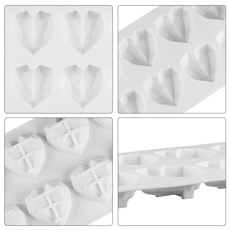 8 hole Diamond Love форма сердца силиконовая для выпечки муссов торт DIY силиконовые формы