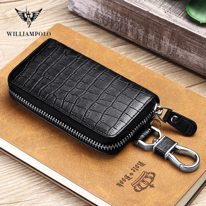 Williampolo мужской Автомобильный держатель для ключей кошельки из коровьей кожи