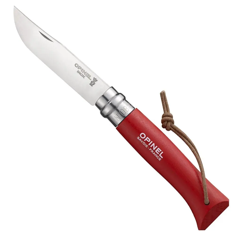 

Opinel Inox Trekking No 8 Stainless Steel Folding Pocket Knife with Lanyard (Red) Camping Hiking Trekking Outdoor Hunting