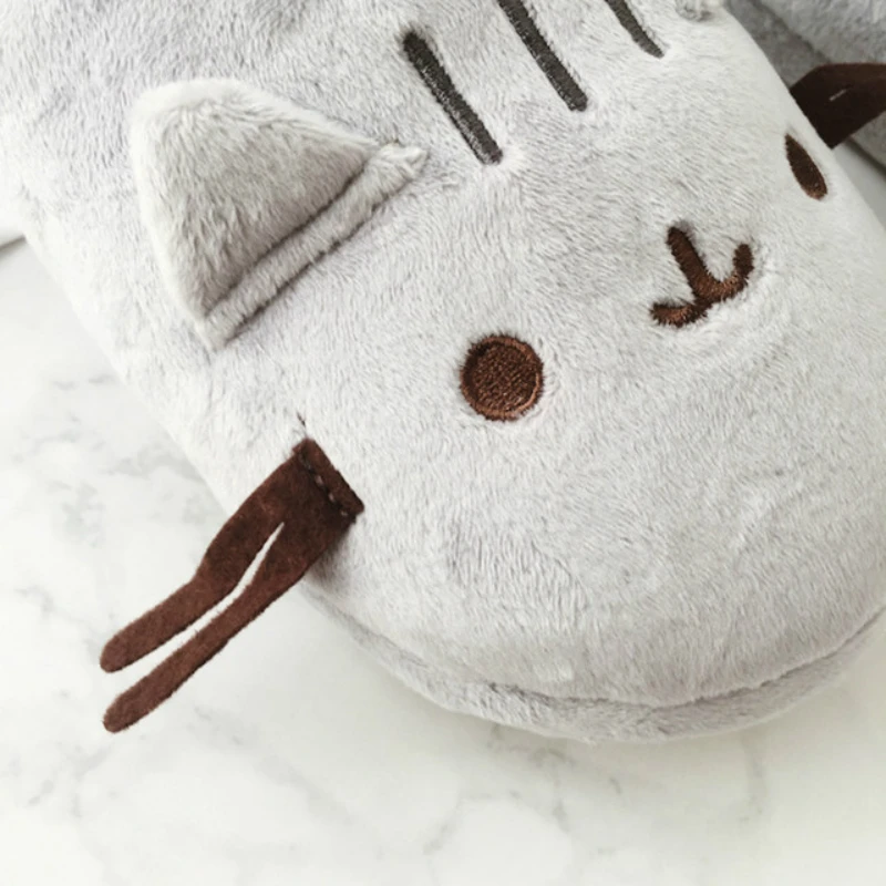 Тапочки женские домашние плюшевые теплые с милым котом для путешествий самолет