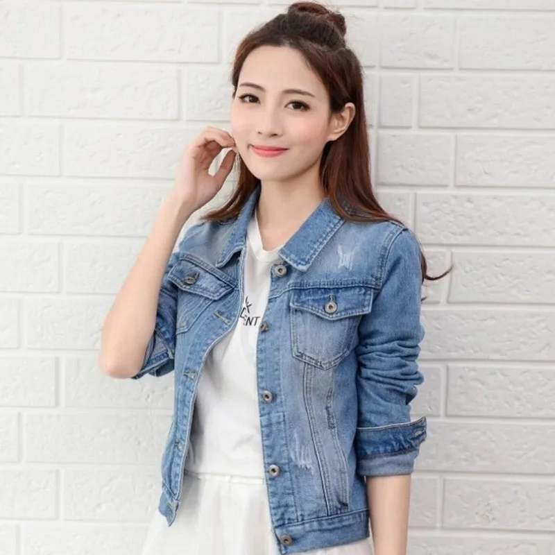 

2020New Denim Jacket Light Blue Bomber Short Jeans Jacket Casual Ripped Denim Outwear 2XL Slim Long Sleeve Black Jeans Jack Coat