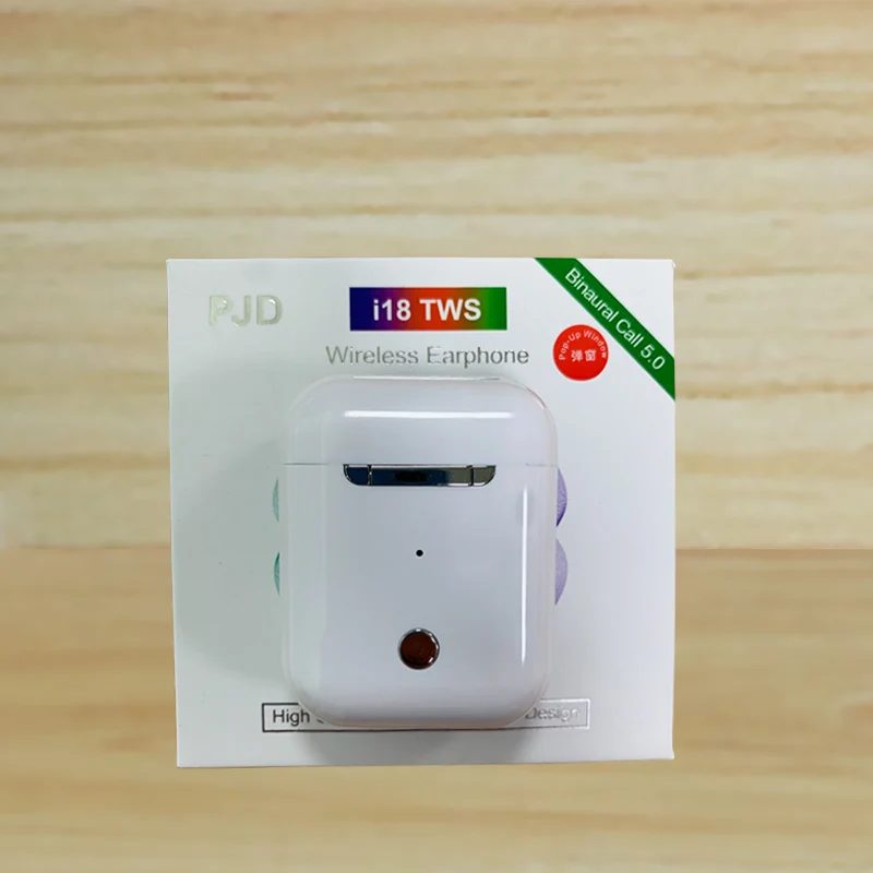 Белый i18 наушники-вкладыши TWS с Беспроводной Bluetooth 5,0 наушники 3D звук гарнитуры сенсорный экран, наушники-вкладыши, наушники Динамик для андроид Iphone Xiaomi huawei - Цвет: Белый