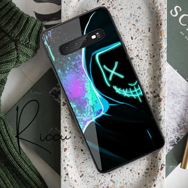 

Bright Black Cover Cool Man Antigas mask Phone Case Tempered Glass For Samsung S20 Plus S7 S8 S9 S10E Plus Note 8 9 10 Plus 2018