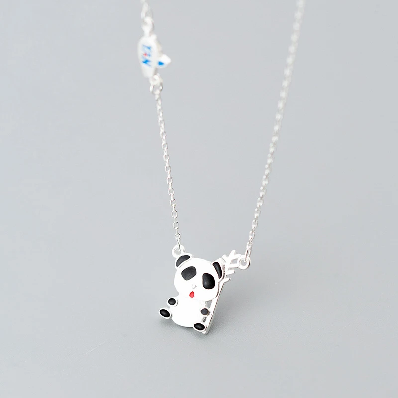 

XMD Trendy 925 Sterling Silver Pendant Cute Panda Necklaces for Women Silver Necklace Jewelry Best Girls Gift