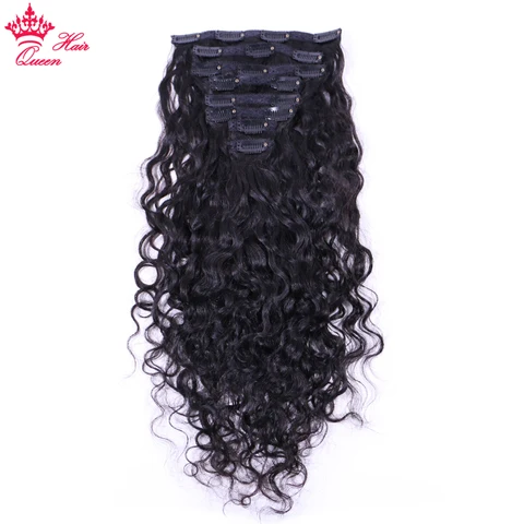 Clip In Human Hair Extensions Water Wave 120g/set 8pcs/set Natural  Color Real Virgin Human Hair Queen Hair Official Store
