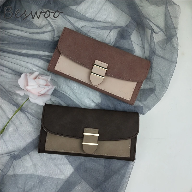 

Ретро-Кошелек для женщин, модный длинный Дамский кошелек с пряжкой, матовый клатч из искусственной кожи, корейская мода, повседневный держа...